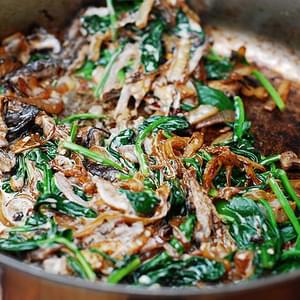 Sautéed Spinach, mushrooms, and caramelized onions