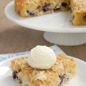Blueberry Cake with Toasted Coconut Topping