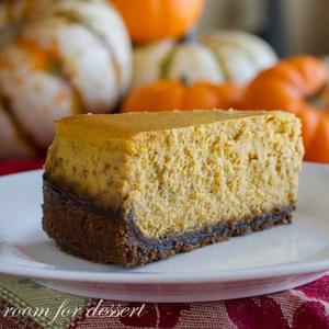 Spiced Pumpkin Cheesecake with Gingersnap Crust