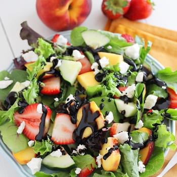 Summer Strawberry-Peach Salad with Goat Cheese