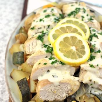 Baked Chicken Scampi with Potatoes and Zucchini