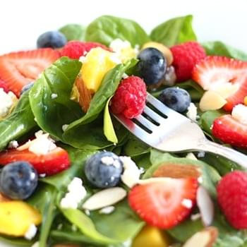 Spinach Salad with Fruit, Almonds, and Feta Cheese