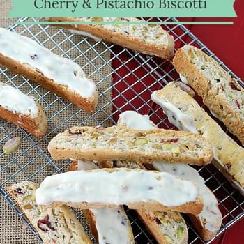 Dried Cherry and Pistachio Biscotti with White Chocolate