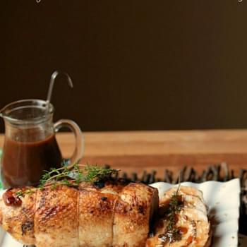 Healthy Turkey Roulade with Mushroom Stuffing and Blueberry Thyme Gravy #sundaysupper
