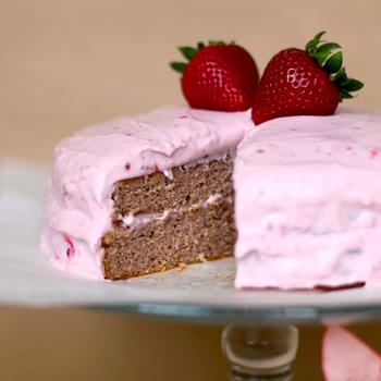 Strawberry Sponge Cake with Strawberry Frosting