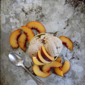 Peach and Cinnamon Caramel Ice Cream (Vegan)