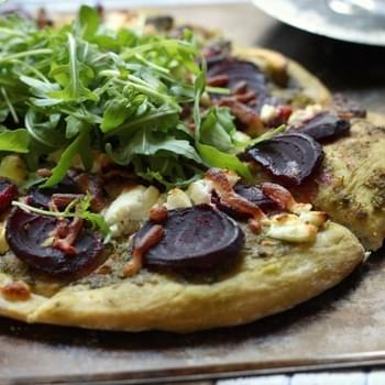 Beetroot And Goat's Cheese Pizza With Rocket
