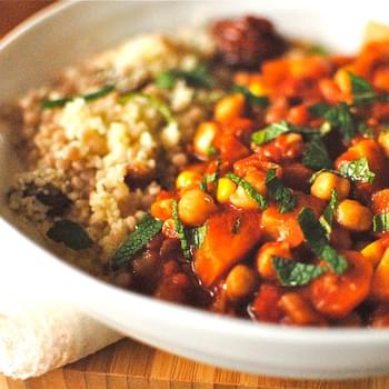 Tunisian-style Chickpea and Vegetable Tagine with Apricot Couscous