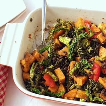 Puy Lentils With Rosemary Roasted Vegetables