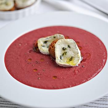 Beetroot Soup With Goats Cheese Croutons