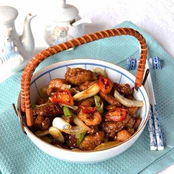 PORK WITH GARLIC, ONIONS AND CHILLI