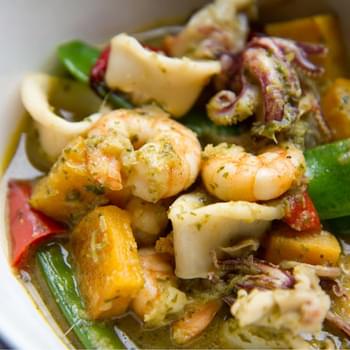 Thai Green Curry with Prawn, Squid, and Butternut Squash