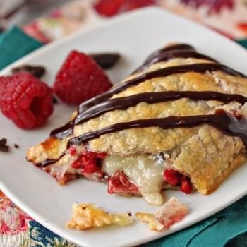 Raspberry, Brie, and Chocolate Puff Pastries