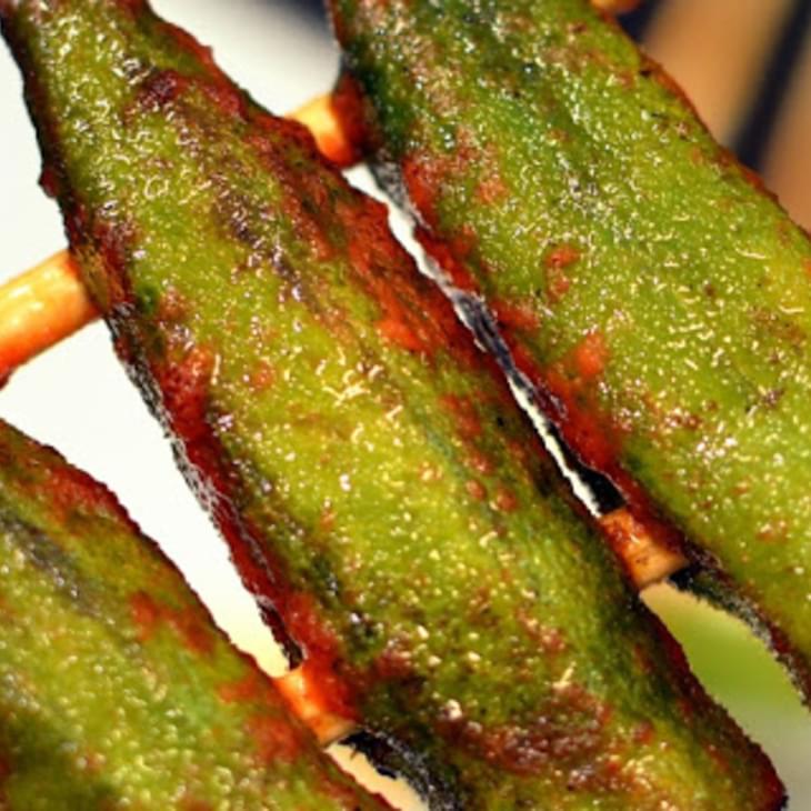 Grilled Okra with Red Curry Lime Dressing
