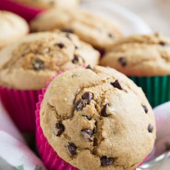 Fluffy Whole Wheat Blend Chocolate Chip Muffins