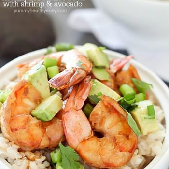Healthy Brown Rice Bowl with Shrimp & Avocado