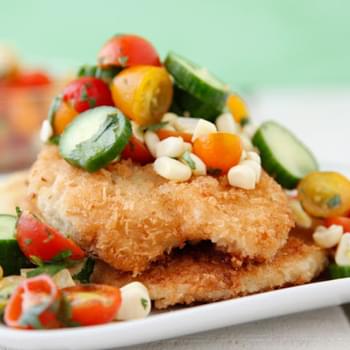Crispy Chicken Paillard with Summer Salad