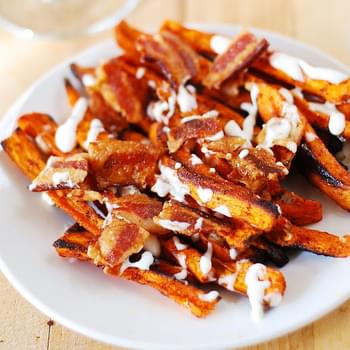 Spiced Up Sweet Potato Fries (baked) + Bacon