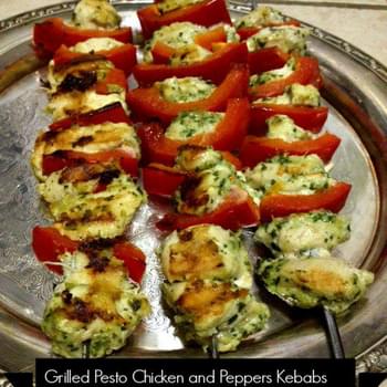 Low Calorie Grilled Pesto Chicken and Pepper Kebabs