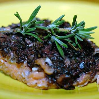 Salmon with Anchovy Olive Tapenade