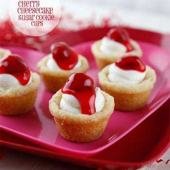 Mini Cherry Cheesecake Sugar Cookie Cups