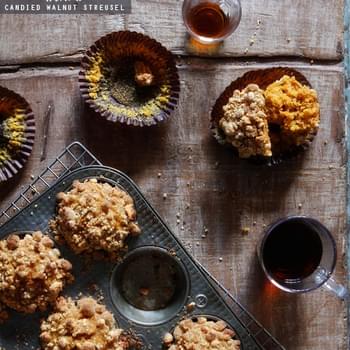 Pumpkin Muffins with a Candied Walnut Streusel