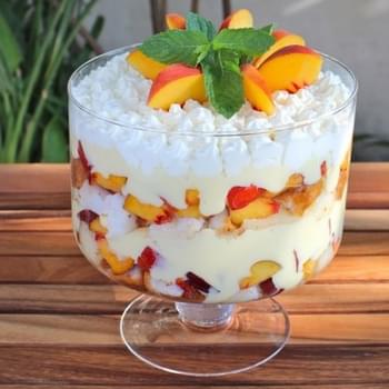 Tipsy Trifle with Peaches and Cream