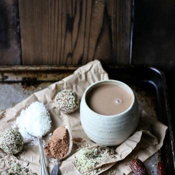 HOT CACAO with CINNAMON, COCONUT + DATES