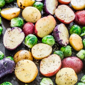 Rosemary Balsamic Baby Potatoes and Brussels Sprouts