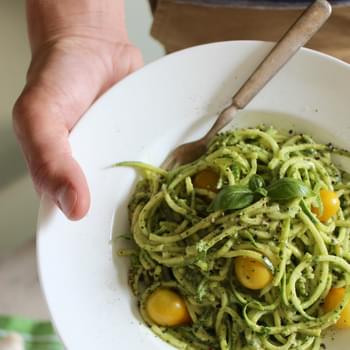 Zucchini Pasta with Vegan Cashew Basil Pesto