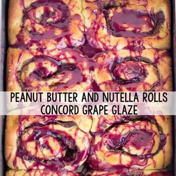 Peanut Butter and Nutella Rolls with Concord Grape Glaze