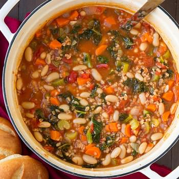 Mediterranean Kale, Cannellini and Farro Stew