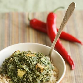 Saag Paneer (Curried Spinach with Cheese)