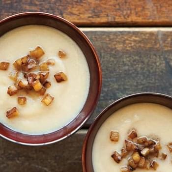 Puréed Celery Root Soup with Caramelized Apples