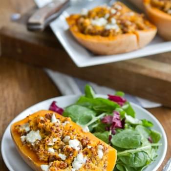 Twice Baked Butternut Squash (with quinoa and gorgonzola)