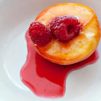 Poached Peaches with Raspberries