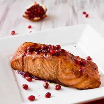 Roasted Almond Crusted Salmon with a Pomegranate Glaze Recipe