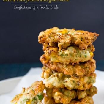 Okra Fritters with Grilled Corn and Goat Cheese