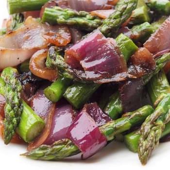 Grilled Asparagus & Red Onions with Olive Oil and Balsamic Vinegar