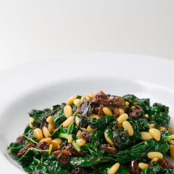 Kale with Vermouth Raisins & Pine Nuts