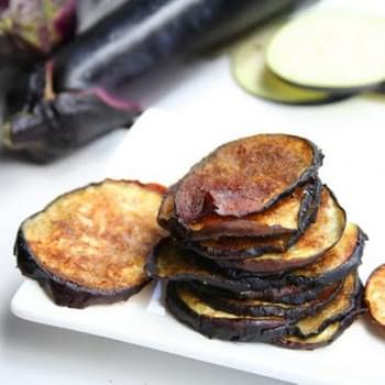 Garam Masala Eggplant Chips with Cilantro Mint Raita