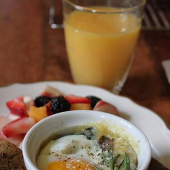 Baked Eggs over Polenta and Chard