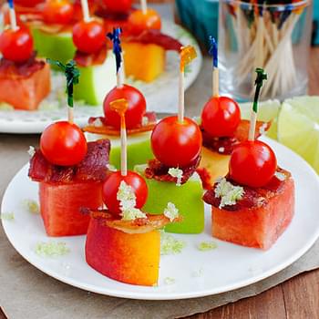 Mini Fruit & Bacon Kabobs with Sugared Lime Zest