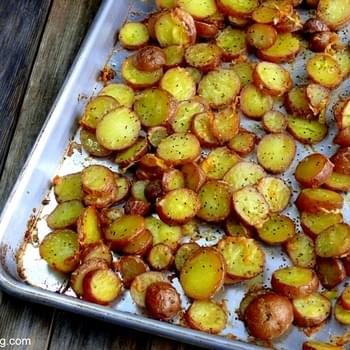 Cheesy-Crushed Rosemary Roasted Red Potato Coins