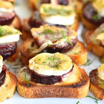 Beet and Brie Crostini {ReluctantEntertainer.com}