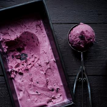 Roasted Blueberry Creme Fraiche Ice Cream