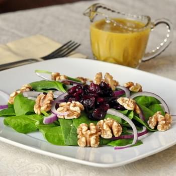Cranberry Walnut Spinach Salad with Maple Dijon Dressing