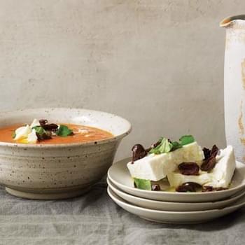 Chilled Tomato Soup with Aged Feta and Olives