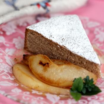 Chestnut Cake with Pan-Roasted Pears and Chestnut Honey Syrup