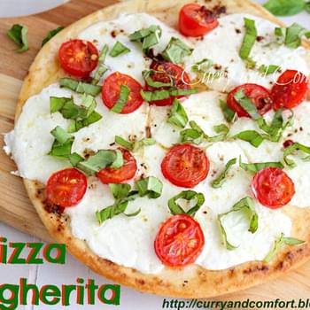 Pizza Margherita on a Garlicky Naan Crust
